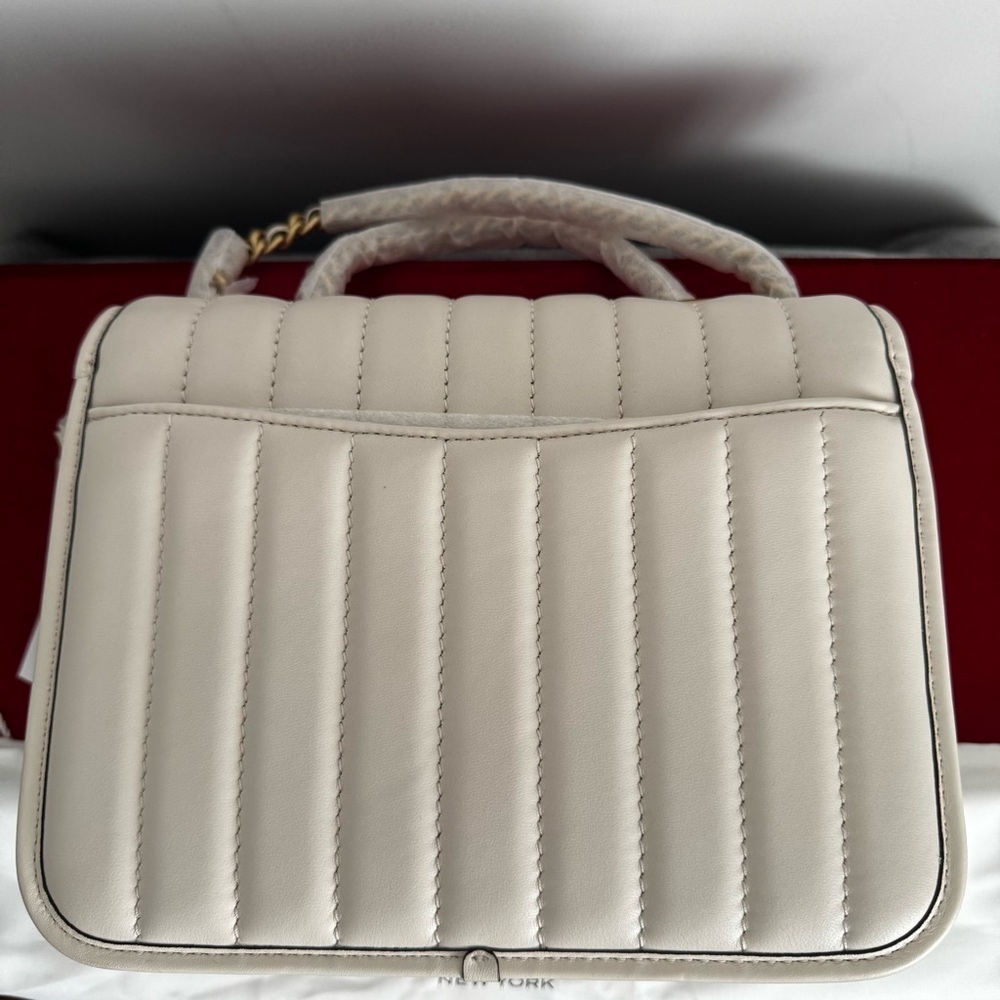 NWT PRICE FIRM Coach Madison Bag Quilting in Chalk/Brass Hardware/Chain/Turnlock - Picture 11 of 16